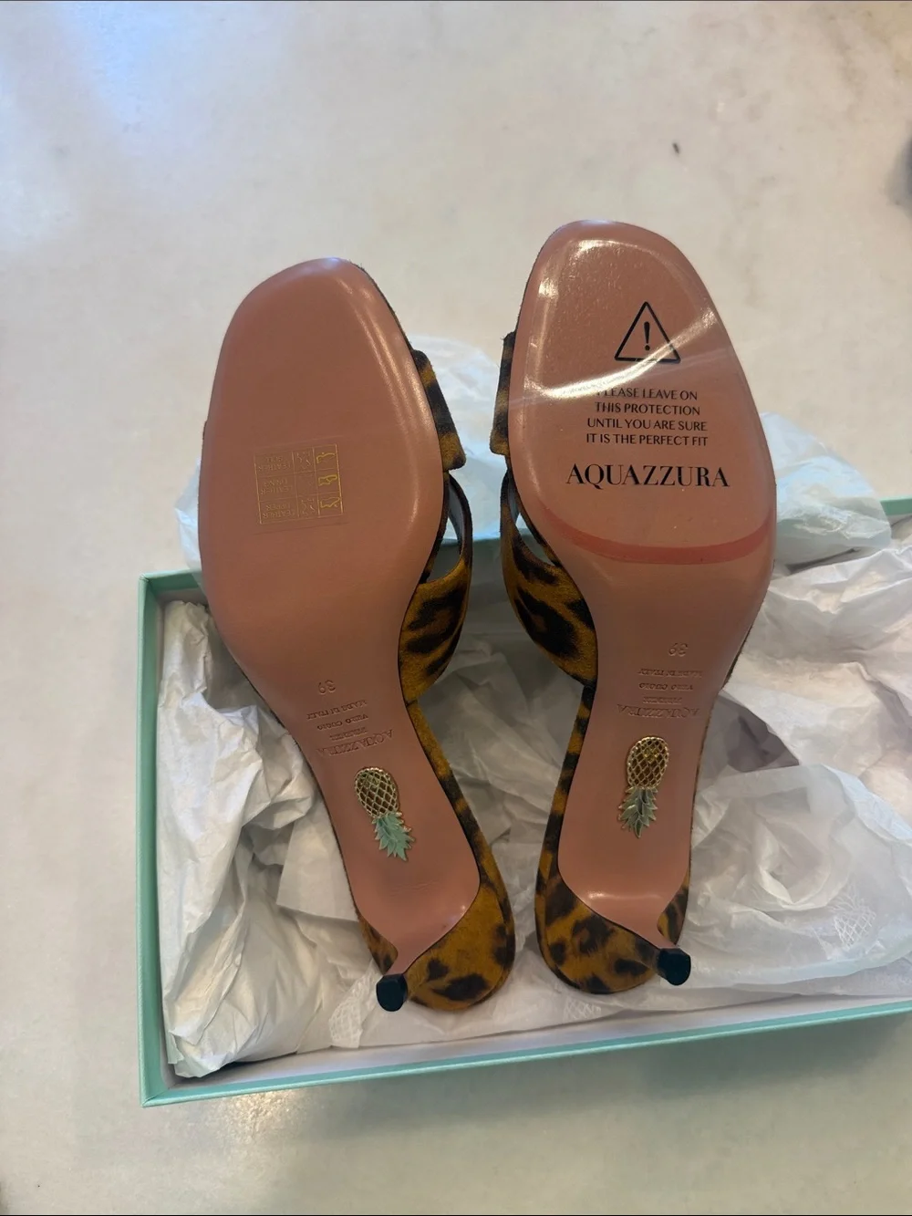 NIB Aquazzura Divine Leopard-Print Kitten Heel Sandals 50 mm - Picture 8 of 9